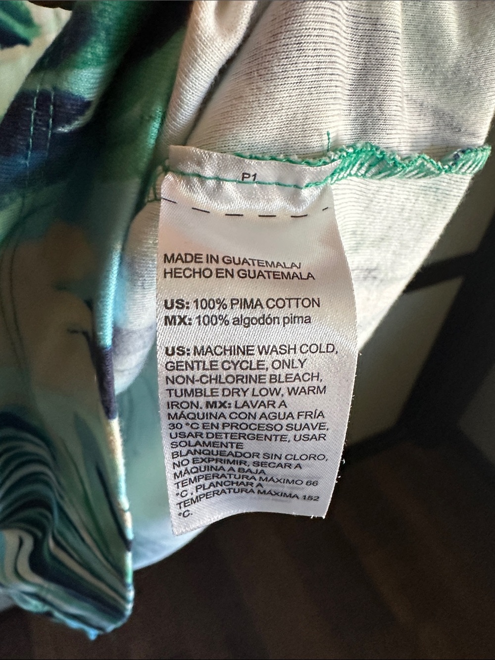 Chico's Blue & Teal Printed Short Sleeve Top w/ Matching Beaded Necklace, sz XL - Picture 4 of 5